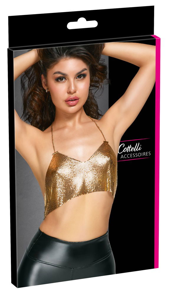 Cottelli ACCESSOIRES Glamour Crop-Top Goldschillernd, Größe: XS, Farbe: Gold