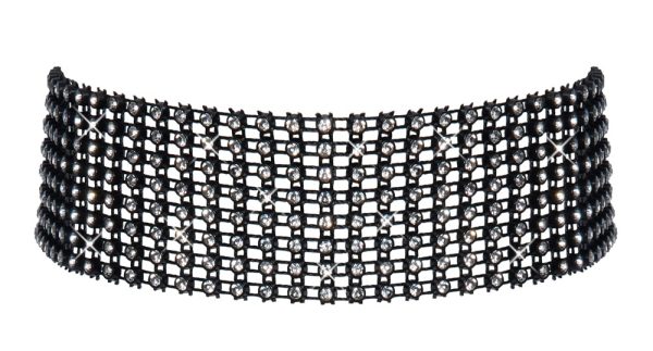 Cottelli ACCESSOIRES Schillerndes Strass-Halsband, Schwarz, 36 cm