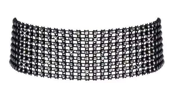 Cottelli ACCESSOIRES Schillerndes Strass-Halsband, Schwarz, 36 cm – Hollow B