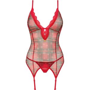 Obsessive Dessous-Set Jollymore - Strapshemd und String - Weihnachtliche Verführung