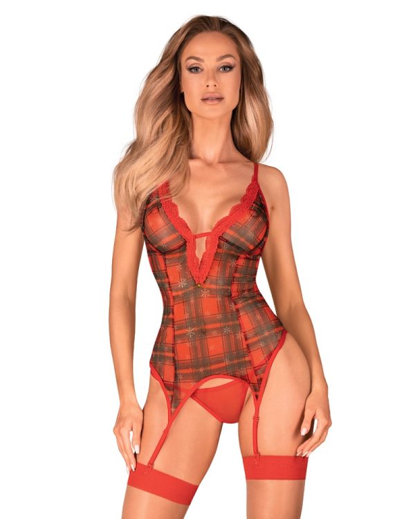 Obsessive Dessous-Set Jollymore Weihnachtsrot Größe S/M