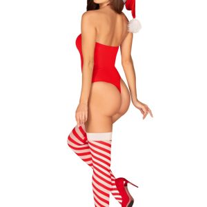 Obsessive Weihnachtliches Dessous-Set Kissmas, Größe S/M, Rot-Weiß