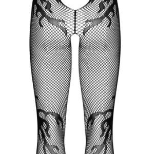 Obsessive Flammen-Netz Catsuit ouvert F241 - Schwarz - Größe S-L