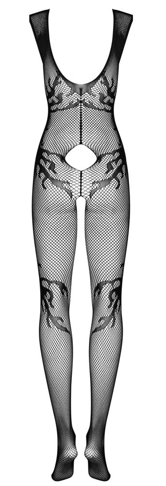 Obsessive Flammen-Netz Catsuit ouvert F241 - Schwarz - Größe S-L