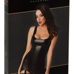 Noir Powerwetlook Straps-Minikleid, Schwarz, Größe S-XL