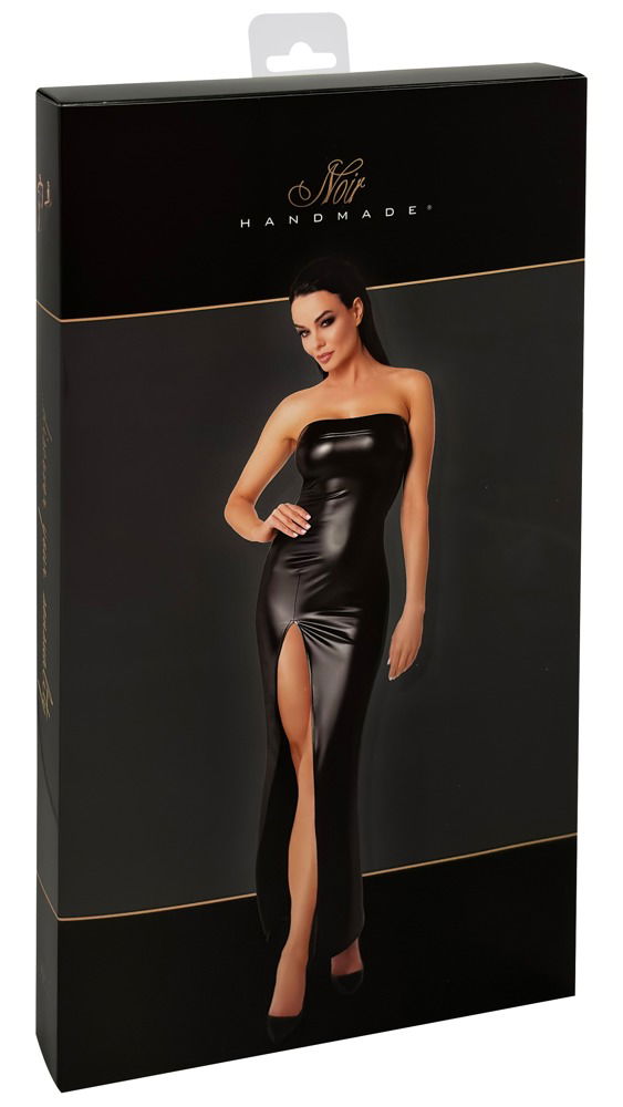 Noir Powerwetlook Tubekleid "Black Dream" in Größe M, schwarz