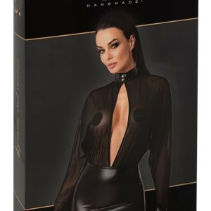 Noir Schwarzes Minikleid aus Tüll und Powerwetlook, Größe XS, Schwarz