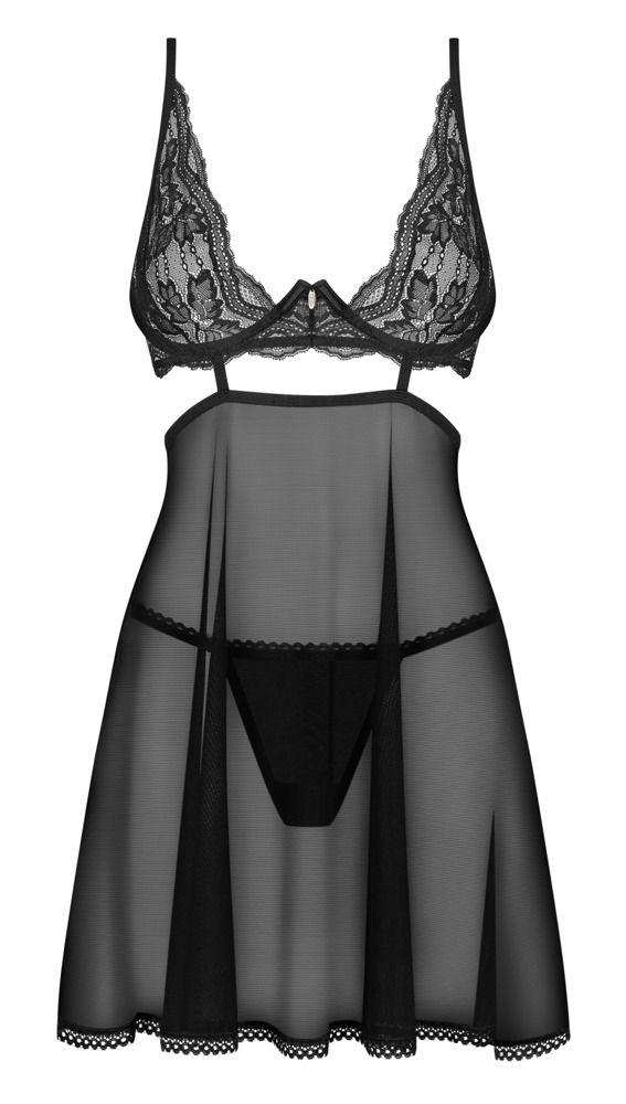 Obsessive Dessous-Set Nutris - Schwarzes Babydoll und String