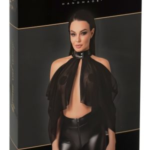 Noir Schwarzes Transparenz Top in Cape-Style, Größe S, schwarz