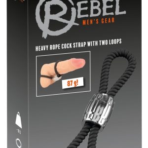 Rebel Heavy Rope Cock Strap - Zügelndes Doppel-Lasso, Schwarz, Größe: variabel, Metall-Schiebegewicht 87g