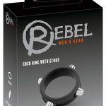 Rebel Cock Ring with Studs - Schwarzer Penisring aus Silikon mit Metallnieten