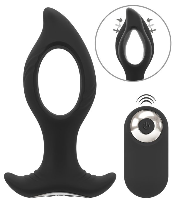 ANOS RC Butt Plug mit Loch und intensiven Vibrationen, schwarz, Größe L