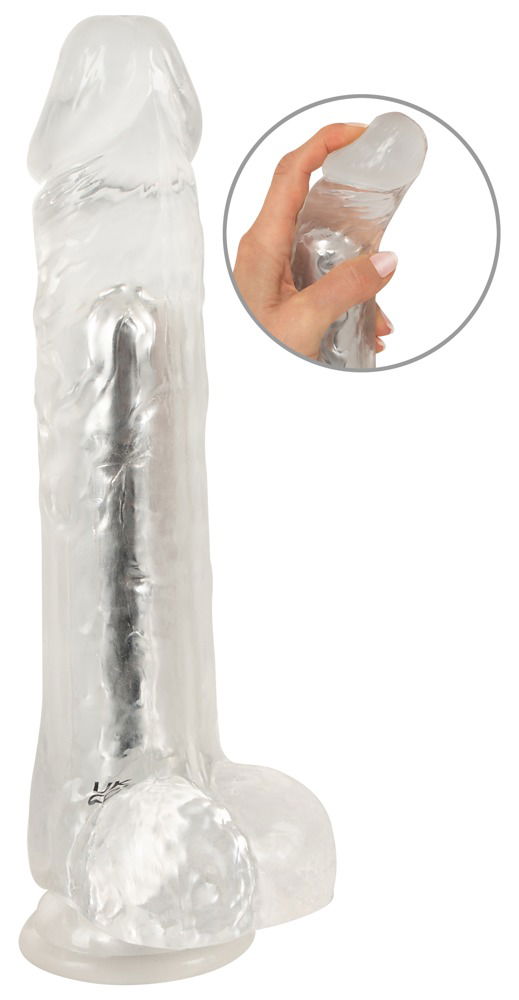 Crystal Clear Transparenter Vibrator - Flexibler Naturvibrator mit Saugfuß und 10 Vibrationsmodi, wiederaufladbar (24,5 cm)