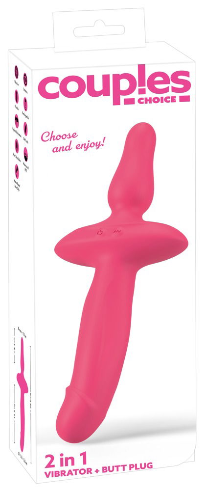 Couples Choice Doppelvibrator & Plug, 2in1, Silikon, wiederaufladbar, wasserdicht, 26cm, 10 Vibrationsmodi