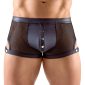 Svenjoyment Netz-Pants in Schwarz, mit verstellbaren Schenkelriemen und Druckknopfleiste – A