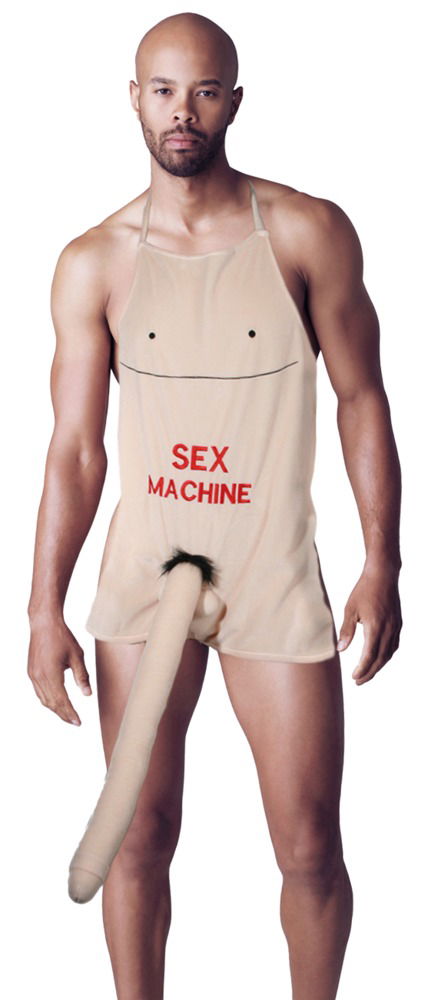 Sex Machine Schürze mit Riesigem Plüsch-Penis, , Größe: 66 cm x 54 cm, Farbe: Nude/Rot