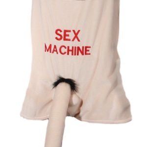 Sex Machine Schürze mit Riesigem Plüsch-Penis, , Größe: 66 cm x 54 cm, Farbe: Nude/Rot