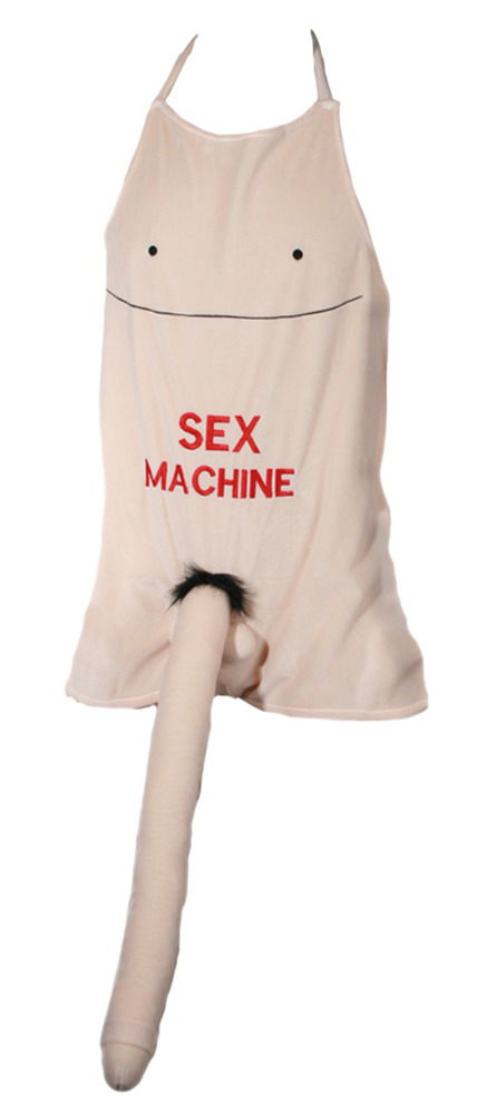 Sex Machine Schürze mit Riesigem Plüsch-Penis, , Größe: 66 cm x 54 cm, Farbe: Nude/Rot