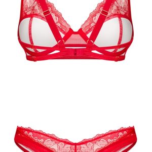 Obsessive Set Aliosa - Rot mit Glanz und Spitze - BH und Riostring