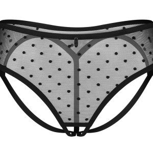 Obsessive Panties ouvert Nuites in Schwarz mit Pünktchen, Größe S/M