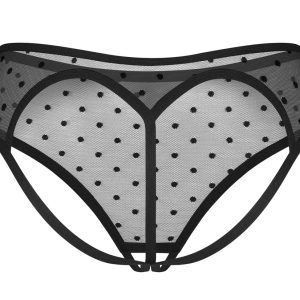 Obsessive Panties ouvert Nuites in Schwarz mit Pünktchen, Größe S/M