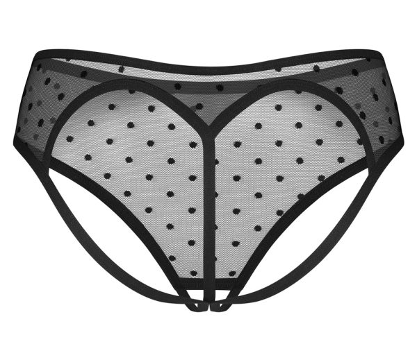 Obsessive Panties ouvert Nuites in Schwarz mit Pünktchen, Größe S/M