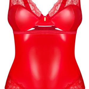 Obsessive Body Aliosa - Sinnliches Rot mit Glanz und Spitze - Größe L - Erotic Red