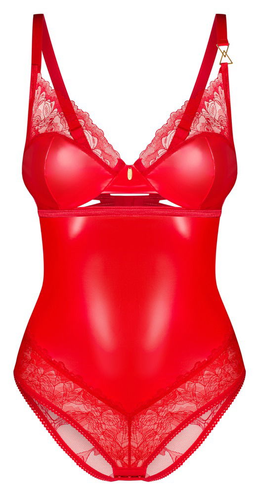 Obsessive Body Aliosa - Sinnliches Rot mit Glanz und Spitze - Größe L - Erotic Red