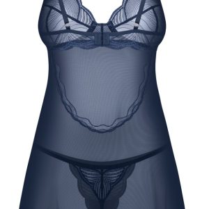 Obsessive Nightly Blue Set - Negligé und String in Blau, Größe S-L