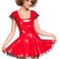 Black Level Minikleid Lackglanz Rot - Verführerisches Rüschenkleid – A