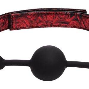 Fifty Shades of Grey Silikon-Knebel mit Lederoptik und Rosendesign- Band, größenverstellbar, inkl. Beutel – A