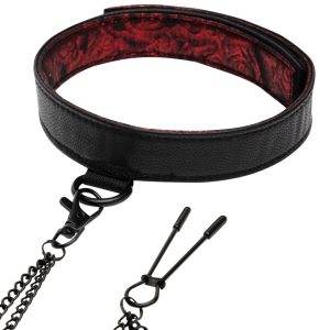 Fifty Shades of Grey Sweet Anticipation Collar Nipple Clamps - Schwarzes Leder und rotes Rosendesign Fifty Shades of Grey Sweet Anticipation Collar Nipple Clamps - Schwarzes Leder und rotes Rosendesign – C