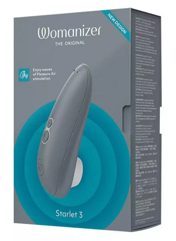 Womanizer Starlet 3 Druckwellenstimulator, Handtaschenformat, 6 Intensitäten, wasserdicht, energiesparend, Silikon-Aufsatz, Magnetic Charger-Ladekabel – Verpackung