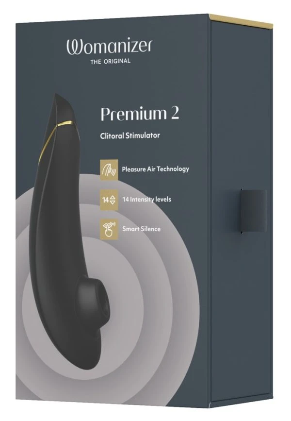 Womanizer Premium 2 - Druckwellenstimulator, 14 Intensitäten, wasserdicht – Verpackung