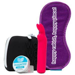 HappyRabbit Clitoral Pleasure Kit - Minivibrator, Menthol-Balsam, Augenmaske, Toybag – A