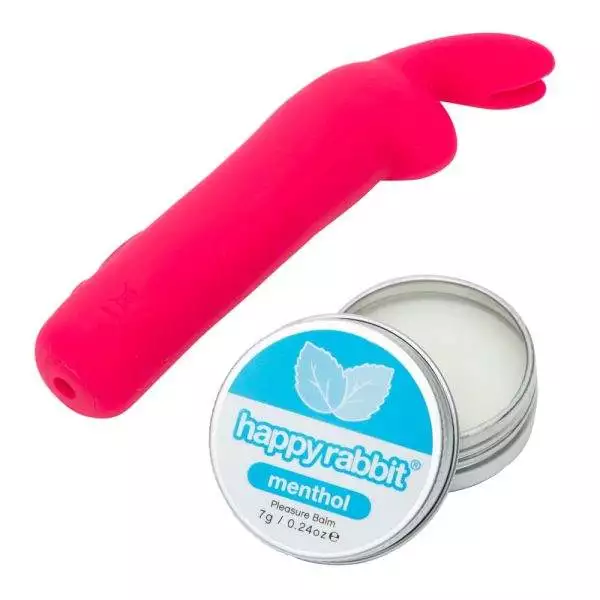 HappyRabbit Clitoral Pleasure Kit - Minivibrator, Menthol-Balsam, Augenmaske, Toybag – B