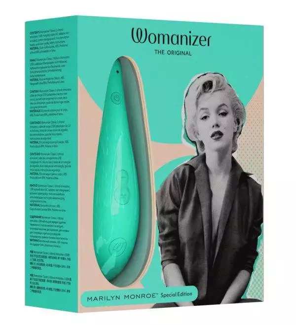 Womanizer Marilyn Monroe Special Edition - Druckwellenstimulator, 10 Intensitäten, Pleasure Air Technology, wasserdicht - Pink – Verpackung