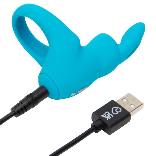 Happy Rabbits Vibro-Häschen Penisring - wasserdichter Vibrationsring mit Bunny Stimulator und 12 Vibrationsmodi, wiederaufladbar - Schwarz – B