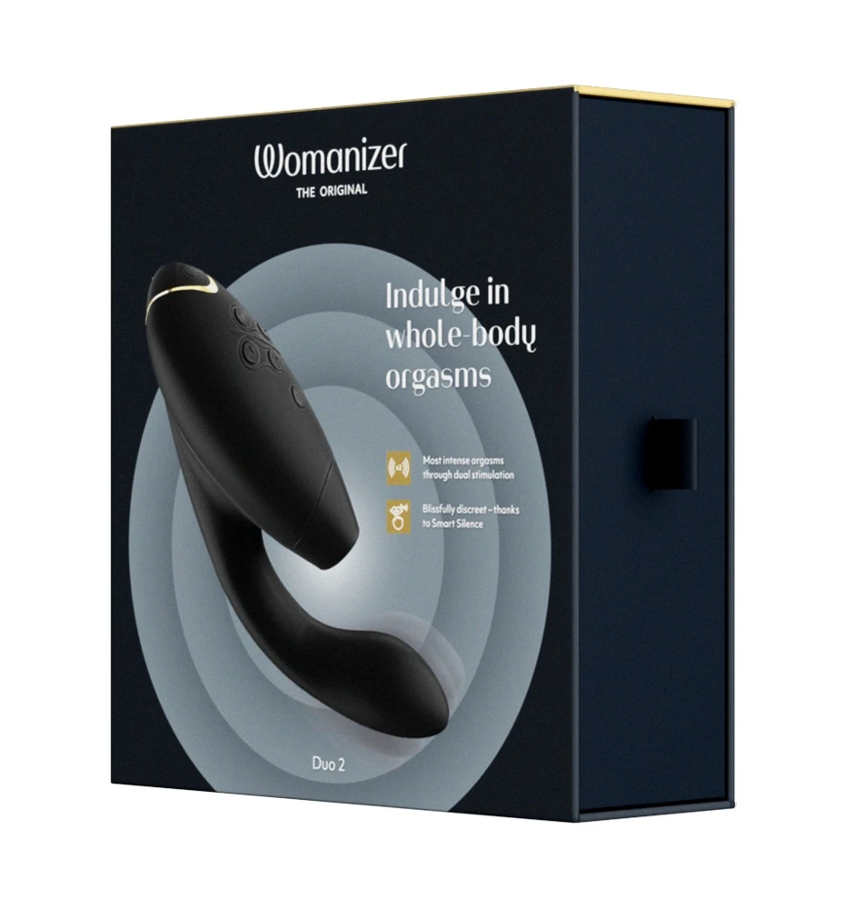 Wir haben getestet: Womanizer DUO 2 - G-Punkt Vibrator & Klitorisstimulator Womanizer DUO 2 - G-Punkt Vibrator & Klitorisstimulator, 12 Intensitätsstufen, 14 G-Punkt-Stufen, 10 Vibrationsmodi, Smart Silence™ Technologie, Afterglow Feature – Verpackung