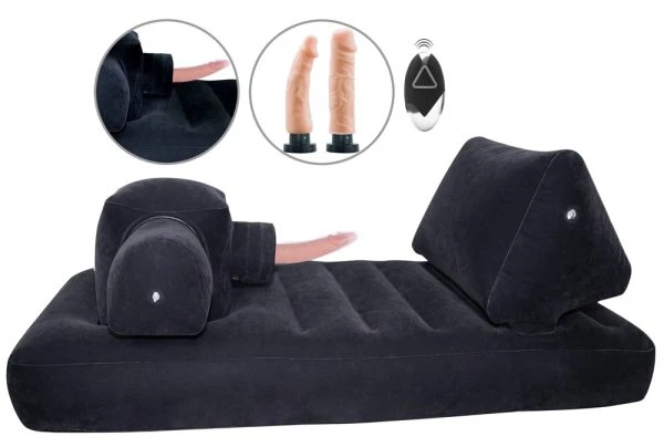 You2Toys Velvet Luxury Bed - Aufblasbare Liege mit Stoßvorrichtung und Vibratoren – A