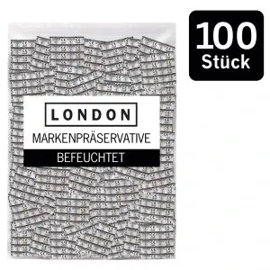 LONDON Markenkondome transparent - 100er Pack, reguläre Passform – A