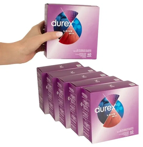 Durex Love Mix Kondome 6 x 40 Stück, verschiedene Sorten Durex Love Mix Kondome 6 x 40 Stück, verschiedene Sorten – D