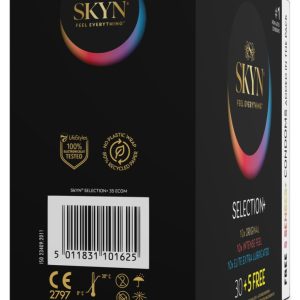 SKYN Kondom-Mix Selection+ 30+5free, latexfreie Kondom-Vielfalt, 35 Stück, Sensoprene, vegan, 53 mm – B