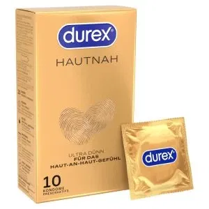 Durex Hautnah Kondome, 10 Stück, transparent, ultra dünn, mit Silikongleitgel – A