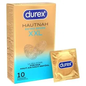 Durex Hautnah Extra Groß XXL Kondome, ultra dünn, transparent, 10 Stück – A