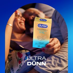 Durex Hautnah Extra Groß XXL Kondome, ultra dünn, transparent, 10 Stück – C