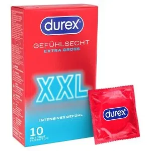 Durex Gefühlsecht Extra Large XXL Kondome, 10 Stück – A