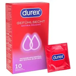 Durex Gefühlsecht Extra Feucht Kondome 10er Pack, 56 mm – A