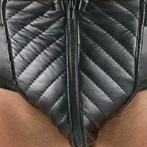 Svenjoyment Matte Schwarz Stepp-Slip mit Reißverschluss Svenjoyment Herren Slip - Schwarzer Mattglanz mit Reißverschluss – Det