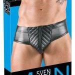 Svenjoyment Herren Slip - Schwarzer Mattglanz mit Reißverschluss – Verpackung
